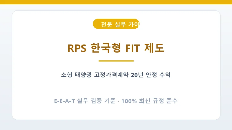 한국형 FIT 20년 장기 계약 제도 및 소형 태양광 지원 기준